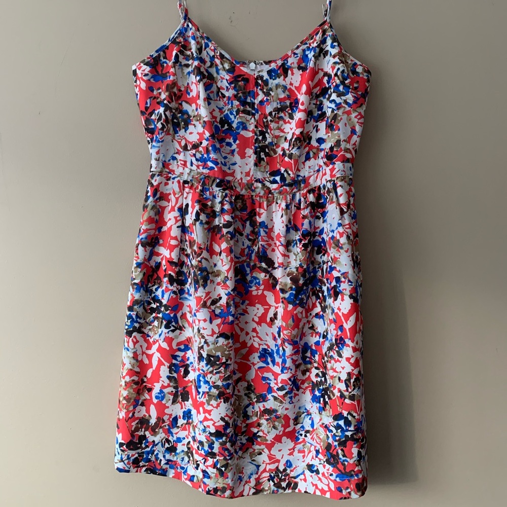 J. Crew Bright Floral Mini dress - 6 (Orange, Blue, Black, White)